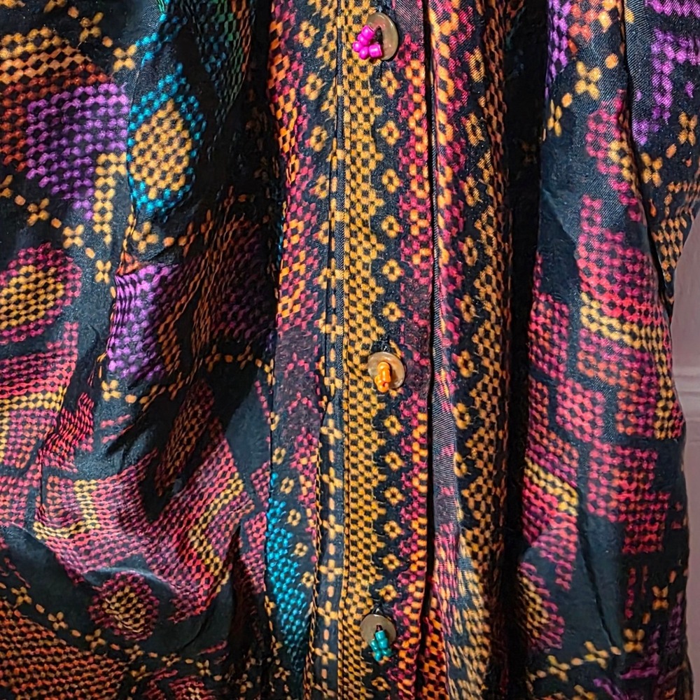 Farm Rio Women L Yawanawa Stripes Midi Dress Multi Color Boho Sustainable NWT - Picture 8 of 16